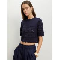ราคา Pomelo เสื้อถักทรงครอปแต่งลายฉลุ Eyelet Knit Crop Top (24268584104)