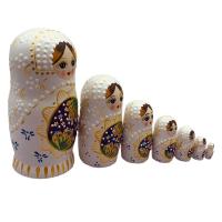 ราคา ชุดตุ๊กตาแม่ลูกดกของรัสเซีย Matryoshka ตกแต่งรูปแกะสลักงานฝีมือไม้7ชิ้น (22598169639)