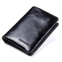 ราคา กระเป๋าสตางค์รองเท้าผู้ชายหนังแท้เคลือบแว็กซ์น้ำมันแบบสั้น สีดำ (19244849569)