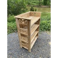 ราคา ชั้นวางของไม้สัก4ชั้น ลายนก ชั้นวางรองเท้า ชั้นวางของในห้องครัว (15128059641)