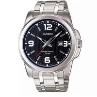 ราคา PJ 2 นาฬิกาข้อมือผู้ชายคาสิโอ CASIO สายสแตนเลสสีทอง หน้าปัดดำ รุ่น MTP 1314D 1AV (18705217699)