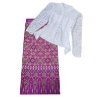 ราคา ชุดผ้าไทย เซ็ต 2 ชิ้น เสื้อผ้าลูกไม้สีขาว มาพร้อมผ้าถุงสำเร็จแบบป้ายข้าง ผ้าทอลายอัดกาว ชุดใส่งานบุญ (24346099520)