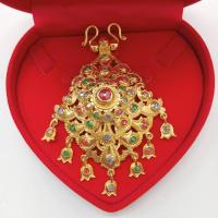 ราคา สร้อยคอสีเสาพร้อมจี้สุโขทัย จี้เพชรซีกโบราณใหญ่ ชุบทอง แยกซื้อได้ (22563970133)