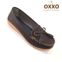 ราคา OXXO รองเท้าเพื่อสุขภาพหนังแท้ หนังวัว รองเท้าคัทชู พี้นแบน หนังนิ่มมาก พี้นยางสั่งทำพิเศษ พื้นสูง1นิ้ว ใส่สบาย X06022 (19758454915)