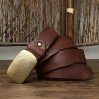 ราคา ของแท้คุณภาพสูงเข็มขัดหนังหนังวัวแท้ขนาด3 8ซม สำหรับผู้ชายสายรัดทองเหลืองหัวเข็มขัดกางเกงยีนส์คาวบอยแนววินเทจหรูหรา (22964420279)