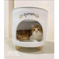 ราคา บ้านดินเผาคลายร้อน บ้านดินเย็น ทรงถัง ต่อขาไม้ สำหรับแมวและกระต่าย (22592647328)