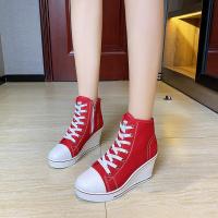 ราคา 2022ใหม่รองเท้าผ้าใบทรงสูงไซส์ใหญ่รองเท้าผู้หญิงส้นตึกส้นตึกรองเท้าผู้หญิงส้นตึกหนารองเท้าผู้หญิงเพิ่มความสูง8ซม (21525506368)