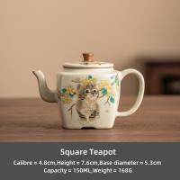 ราคา OMK Ru Ware ชุดกังฟูจีนคลาสสิคกาน้ำชาแก้ชาเซรามิคชุดชาจตุรัสของโบราณบรรจุภัณฑ์ของขวัญชุดแมวน่ารัก 功夫茶具 (21993876928)