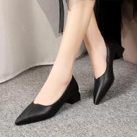 ราคา รองเท้าส้นสูงหนังแท้สีดำ ทรงหัวแหลม สำหรับใส่ทำงาน รองเท้าส้นหนาแบบสวมสบาย รองเท้าส้นสูงสำหรับใส่ทำงานทุกวัน (7958081804)