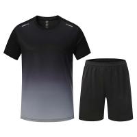 ราคา Lulu mens fitness quick drying short sleeved top fashion gradient loose plus size T shirt 6081 (18450878871)