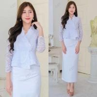 ราคา ชุดเสื้อลูกไม้อัดผ้ากาว เสื้อ ผ้าถุงป้ายติดตะขอ กระโปรงสกินนี่ฟรีไซด์ (19907667851)