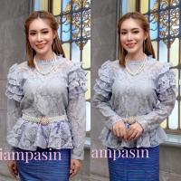 ราคา Nangfa เสื้อลูกไม้ ประยุกต์ ร 5 ทรงสวยดูสง่า ผ้านิ่ม อก 32 36 34 38 38 40 40 42 42 46 นิ้ว เสื้อลูกไม้สีเทา เสื้อลูกไม้แขนยาว ใส่งานชุดไทย Lace Blouse (19973577648)