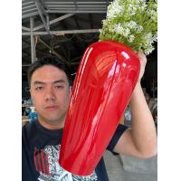 ราคา แจกันสีแดงจัดดอกไม้ แจกันทรงโอ่ง สีแดง red vase ขนาด 34x17cm ปากกว้าง 10cm แจกันเซรามิค รหัส3468 c (24265135553)