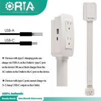 ราคา ORIA Multi Plug Extender Electrical Outlet Extender with USB A USB C Ports 2 AC Outlets Length Adjustable from 22in to 34in Rotates 180 to make an outlet behind a couch accessible (24284619071)