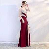 ราคา ชุดเดรสยาวคลุมเข่าคอวีเปิดไหล่เซ็กซี่สไตล์เจ้าหญิง กระโปรงทรงหางปลา ชุดราตรี เดรสยาวสำหรับงานปาร์ตี้ (23108315121)