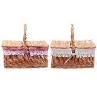 ราคา Picnic Basket Practical Pastoral Style Basket Decorative Fabric Storage Basket Flower Basket for Home Outdoor (22054162114)