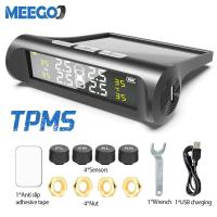 ราคา MeeGoo เครื่องวัดความดันลมยางรถยนต์ TPMS พร้อมเซ็นเซอร์ภายนอก4ตัว เตือนอุณหภูมิดิจิตอลแมนโนเมต พลังงานแสงอาทิตย์ USB (22959130152)