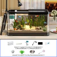 ราคา ตู้ปลา ตู้ปลาใหญ่ 12 นิ้ว ตู้ปลาจิ๋ว ตู้ปลาตั้งโต๊ะ พร้อมไฟและปั๊มน้ำ การออกแบบที่มีฝาปิด (23388662374)