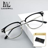 ราคา แว่นตา LouisWill สไตล์วินเทจครึ่งขอบแฟชั่นกึ่งกรอบแว่นตาป้องกันแสงสีฟ้าแว่นตาใสเลนส์แว่นตาป้องกันความเมื่อยล้าและป้องกันยูวีแว่นตาป้องกันแสงสีฟ้าเลนส์แว่นตานิรภัยตา (23998838678)
