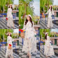 ราคา จัดโปร ป้าย MT Style เดรสยาวชีฟองลายดอก ทรงผ่าข้าง แขนยาว คอผูกโบว์ ซับในเป็นกางเกงขาสั้น น่ารักมาก (24356812169)