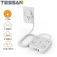 ราคา TESSAN ปลั้กไฟมาตรฐาน USB Type C สวิตช์ควบคุม ปลั๊กสามตา ปลั๊กไฟ 3 เมตร ปลั้กไฟ รางปลั๊กไฟ (23815959728)