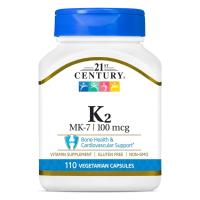 ราคา วิตามินเค 2 21st Century Healthcare Vitamin K2 MK 7 100 mg Vegetarian Capsules 110 Count (21291876120)