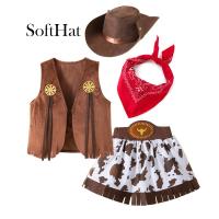 ราคา น่ารักสไตล์ตะวันตกคาวบอยเสื้อกั๊กสีน้ําตาลกระโปรงวัวสําหรับเด็กสาวผ้าพันคอสีแดงคอสเพลย์เครื่องแต่งกายฮาโลวีนคริสต์มาสพรรคชุด (23584397177)