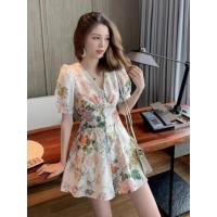 ราคา Dazzlin ชุดจั๊มสูทสำหรับคนตัวเล็กสไตล์ฝรั่งเศสใหม่สำหรับฤดูร้อนชุดจั๊มสูทผ้าชีฟองลายดอกไม้แขนพัฟอารมณ์ของผู้หญิง (21835244548)
