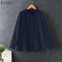 ราคา ZANZEA เสื้อลูกไม้ปะต่อผู้หญิงเสื้อยืดคอกลมหวานเสื้อเชิ้ตแขนยาวเสื้อขึ้นปุ่ม 1223 (23496103598)