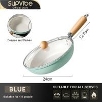 ราคา SUPVIBE กระทะ กระทะเคลือบเซรามิค กระทะผัด กระทะผัดอาหาร กระทะทำกับข้าว ไม่ติดกระทะ พร้อมฝาหม้อ (24414503149)