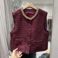 ราคา เสื้อกั๊กผ้าทวีตสำหรับผู้หญิงแจ็คเก็ตแขนกุด MODE Korea หรูหรามีกระเป๋ากระดุมแถวเดียวสำหรับเสื้อโค้ทสตรีฤดูใบไม้ร่วง (23206048211)