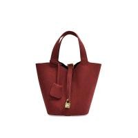 ราคา C K กระเป๋าแบบหนีบแขนไหล่หนังกลับความจุมากอเนกประสงค์กระเป๋าทรงถังของผู้หญิง (24237671070)