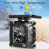 ราคา Wireless Motorcycle TPMS Tire Pressure Monitoring System Solar External Sensor LCD Display Temperature Monitor Alarm (18679600366)