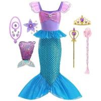 ราคา Girl Fishtail Dress 2 10Yrs Kids Halloween Party Mermaid Cosplay Costume Summer Beach Photography Sets Holiday Casual Outfits (20487196046)