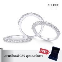 ราคา แหวนแถวประดับเพชรเงินแท้925 ชุบเคลือบทองคำขาว ประดับเพชร CZ Swiss Diamond เกรดพรีเมียม ครึ่งวง รุ่น Grace (13906508718)