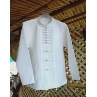 ราคา เสื้อพื้นเมืองอัดกาว สีขาวแขนยาว กระดุมจีน (23787221239)