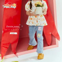 ราคา Tilly Milly กางเกงยีนส์เด็กผู้หญิงปักลายดอกไม้ Whimsey petal play collection (22964670913)
