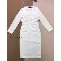 ราคา NITTAYA D2695 ชุดเซตเดรสกระโปรงยาวสายเดี่ยวแต่งจับจีบเสื้อคลุมสูทแขนยาวดีเทลแต่งโบว์ ดีไซน์สวยหรูดูแพงผู้ดีดูไฮ ใส่เที่ยว ออกงาน ดินเนอร์ งานมงคล งานแต่ง ทำงาน (24277425806)