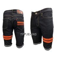 ราคา TPPJEANS TM Mens Denim กางเกงยีนส์ขาสั้นชายสีดำยีนส์ผ้ายืดสวมใส่สบาย แถบหนังส้ม เป้าซิป Size 28 36 รับชำระปลายทาง (9170177676)