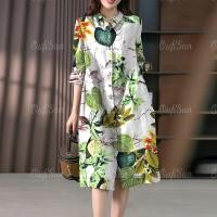 ราคา ชุดเดรสผู้หญิงเดรส ชุดกระโปรงหญิง ชุดเดรสสไตล์เกาหลี เสื้อปุ่มลง ชุดเดรสเสื้อเชิ้ตกึ่งทางการออฟฟิศ (23359399063)