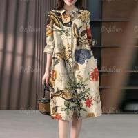 ราคา ชุดเดรสผู้หญิงเดรส ชุดกระโปรงหญิง ชุดเดรสสไตล์เกาหลี เสื้อปุ่มลง ชุดเดรสเสื้อเชิ้ตกึ่งทางการออฟฟิศ (23359399069)