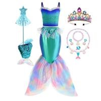 ราคา 2024 ใหม่ 2 ชิ้นชุดนางเงือกด้านบนและกระโปรงหางสาวปิดไหล่ชุดเจ้าหญิง Ariel บทบาทเล่นเด็กฮาโลวีนเครื่องแต่งกาย (23590288404)