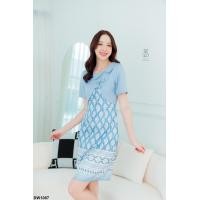 ราคา DRESS WORLD ชุดเดรส เดรสผ้าไทยกั๊กแต่งโบว์ สีฟ้า (23232675432)