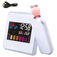 ราคา พร้อมส่ง นาฬิกาปลุกดิจิตอล Wall Projection สภาพอากาศหน้าจอ LCD Snooze นาฬิกาปลุก Dual เลเซอร์หมุนได้นาฬิกาสีโต๊ะนาฬิกา (18563573185)