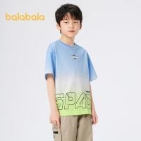 ราคา เสื้อยืดเด็กเสื้อเชิ้ตสีพื้นแขนสั้นซัมเมอร์เด็ก Balabala พิมพ์ลายเสื้อไล่ระดับสีกีฬาปานกลาง (21751745962)