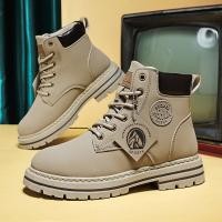 ราคา รองเท้าผู้ชายแฟชั่นรถจักรยานยนต์ BOOT รองเท้าหนังกันน้ําฤดูใบไม้ผลิ LACE Up Platform BOOT ใหม่ High TOP รองเท้าสําหรับชาย botas hombre (24361070435)