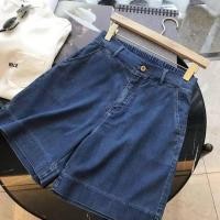 ราคา กางเกงขาสั้นผ้ายีนส์ขากว้างเอวสูงผ้าไหมบางสำหรับผู้หญิงไซส์ใหญ่ทรงลูกแพร์เอวยางยืด 5 ส่วน กางเกงขายาวทรงเอ ฤดูร้อน (24542927062)