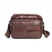 ราคา Chinatown Leather กระเป๋าผู้ชาย สะพายหนังแท้ แนวนอน สีน้ำตาล รุ่นซิปยื่นนอน (327694)