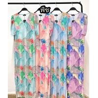 ราคา เดรสคอวีจีบไหล่ ผ้าอัดพลีทลาย อก36 50 นิ้ว ยาว50 นิ้ว มี4 สีเขียว พีช ฟ้า ม่วง (22814203932)