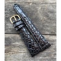 ราคา Huncroc สายนาฬิกาหนังจระเข้แท้100 สีดำ 20มิล (24372512213)